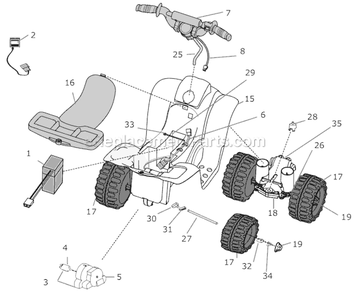 Page A Diagram and Parts List for M7331  Power Wheels Ride-On ATVs